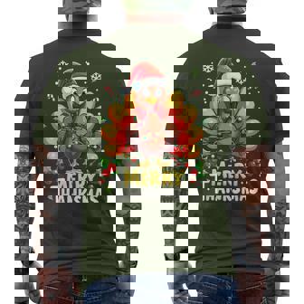 Turkey Santa Happy Merry Thanksmas Thanksgiving Christmas Men's T-shirt Back Print - Monsterry