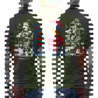 Ugly Christmas Sweater Beagle Beside A Snowman Men's T-shirt Back Print - Monsterry
