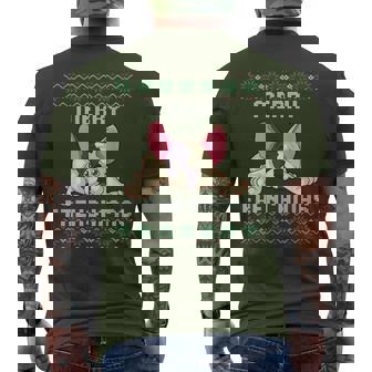 Ugly Christmas Sweater Merry Frenchmas French Bulldog Dog Men's T-shirt Back Print | Seseable UK
