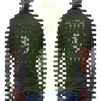 Ugly Christmas Sweater For Tree Climber Ugly Men's T-shirt Back Print | Mazezy