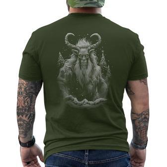 Vintage Krampus Creepy Christmas Black And White Graphic Men's T-shirt Back Print - Monsterry