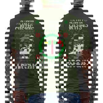 All I Want For Christmas Is A Dinosaur Fun Xmas Ugly Sweater Men's T-shirt Back Print - Thegiftio