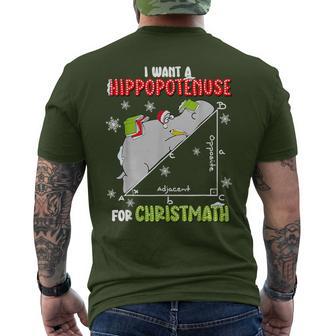 I Want A Hippopotenuse For Christmas Math Lover Hippopotamus Men's T-shirt Back Print - Thegiftio UK