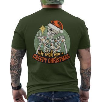 We Wish You A Creepy Christmas Pajama Skeleton X-Mas Men's T-shirt Back Print - Monsterry