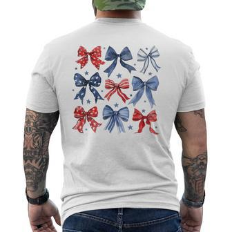4Th Of July America Patriotic Bow Ribbon Men's T-shirt Back Print - Monsterry CA