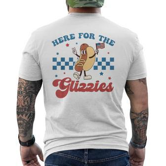 4Th Of July Here For The Glizzies Hot Dog Humor Men's T-shirt Back Print - Monsterry CA