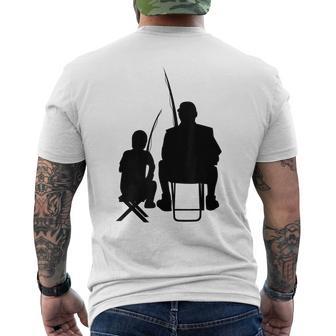 Angler Papa Und Sohn Fischer Fishing Rod Angel Boys' Gray T-Shirt mit Rückendruck - Geschenkecke