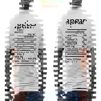 Appetizers Nutrition Thanksgiving Costume Food Facts Xmas Men's T-shirt Back Print - Monsterry