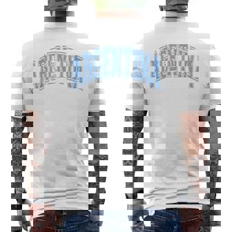 Argentina Arched Style Text White With Light Blue Print Men's T-shirt Back Print - Seseable