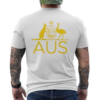 Australia Kangaroo And Emu Coat Of Arms Aus Aussie Sports Men's T-shirt Back Print - Thegiftio UK