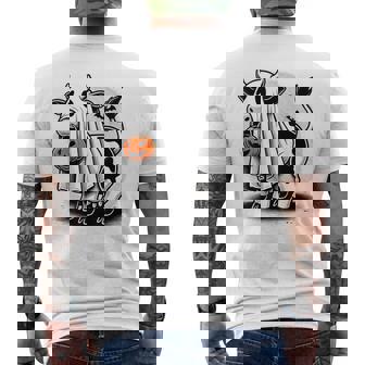 Awesome Moo Halloween Cow Wearing Ghost Costume With Pumpkin Men's T-shirt Back Print - Seseable