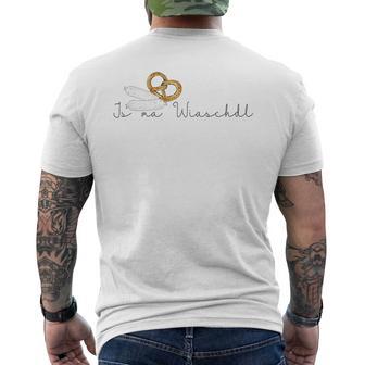 Bavarian Wiaschdl Wurst Egal Weißwurst Pretzel Pretzel T-Shirt mit Rückendruck - Geschenkecke