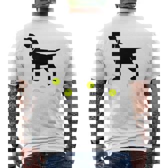 Beagle Puppy Dog Plays Fetch With Yellow Tennis Balls Men's Back Print T-Shirt - Monsterry