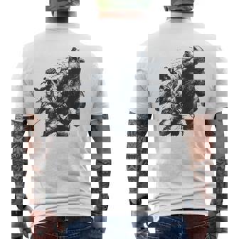 Bear Man Punching Bear Retro Vintage Hunting Camping Men's T-shirt Back Print - Thegiftio UK