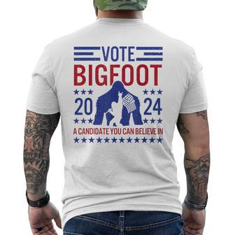 Bigfoot For President Believe Vote Elect Sasquatch Candidate Men's T-shirt Back Print - Monsterry