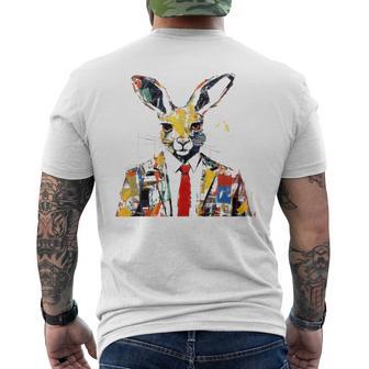 Buntes Kaninchen Mit Krawatte T-Shirt mit Rückendruck - Geschenkecke