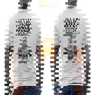 Cat Muscle Installing Muscles Please Wait Cat Lifting Men's Back Print T-Shirt - Monsterry