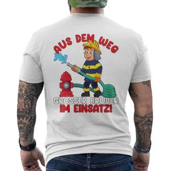 Children's Aus Dem Weg Grosser Bruder Im Einatz Fire Brigade German L T-Shirt mit Rückendruck - Geschenkecke