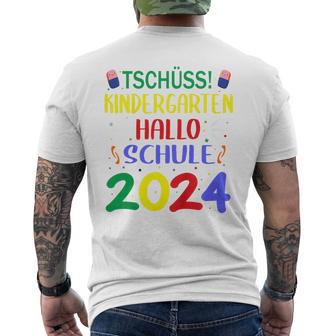 Children's First Day At School Tschüss Kindergarten Hello School 2024 T-Shirt mit Rückendruck - Seseable