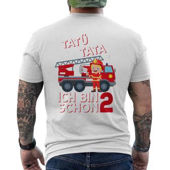 Children's Ich Bin 2 Feuerwehrmann Tatü Tata Feuerwehr T-Shirt mit Rückendruck - Geschenkecke