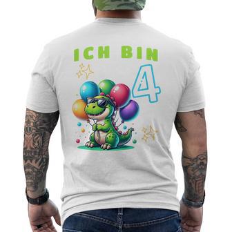 Children's Ich Bin 4 Jahre Alt Dino 4Th Birthday T-Shirt mit Rückendruck - Geschenkecke