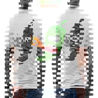 Chili Pepper Breathing Fire Red Hot Cartoon T-Shirt Men's Back Print T-Shirt - Monsterry