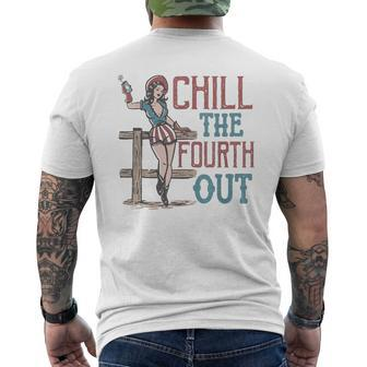 Chill The Fourth Out Retro Western Cowboy 4Th Of July Men's T-shirt Back Print - Monsterry DE