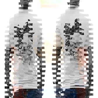 Coquette Bow Spooky Season Skeleton Skull Horror Halloween Men's T-shirt Back Print - Seseable