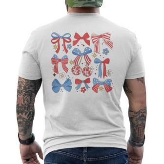 Coquette Red White & Blue Patriotic Bows Retro July 4Th Men's T-shirt Back Print - Monsterry AU
