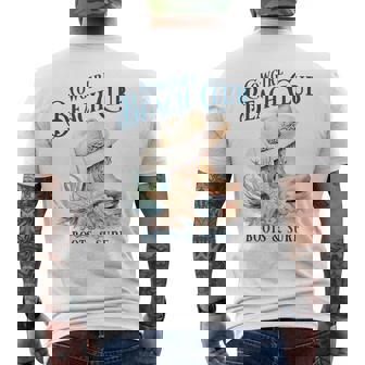Cowgirl Surf Club Coastal Boots On The Beach Beach Cowgirl Men's T-shirt Back Print - Monsterry