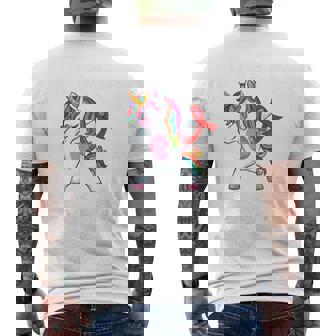 Dabbing Unicorn We Wear Red For Red Ribbon Week Awareness Men's T-shirt Back Print | Mazezy
