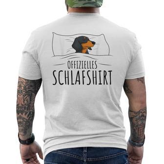 Dachshund Pyjama With Writing “Offizielles Schlaf” Idea T-Shirt mit Rückendruck - Geschenkecke