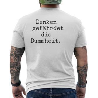 Denken Gefährdet Die Stummheit With Saying Print T-Shirt mit Rückendruck - Geschenkecke