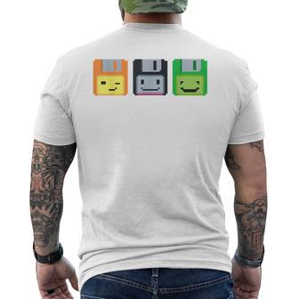 Diskette Floppy Retro Nerd Gamer Pixel T-Shirt mit Rückendruck - Geschenkecke