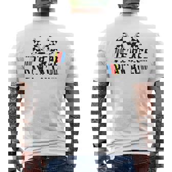 Distressed It's Race Day Y'all Checkered Flag Racing Track Men's T-shirt Back Print - Seseable