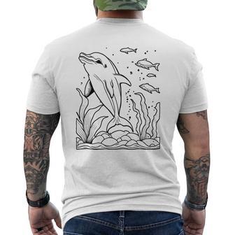 Dolphin Ausmalen Und Selbst Bemalen Colouring T-Shirt mit Rückendruck - Seseable