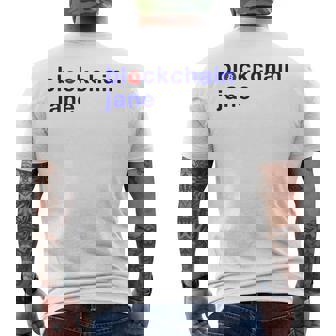 Donna Blockchain Jane Bitcoin Logo Blu Rosso T-shirt da uomo con stampa posteriore - Novitaregali