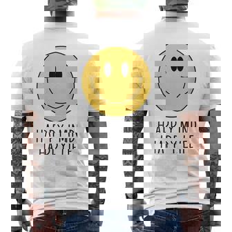Donna Happy Mind Happy Life Yellow Smile Face Motivazione Citazione Con Collo A T-shirt da uomo con stampa posteriore - Novitaregali