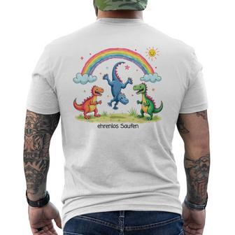 Ehrenlos Saufen X Excessiver Alkoholkonsum Dino Drawing T-Shirt mit Rückendruck - Geschenkecke