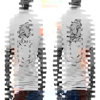 Elephant Lovers Cute Elephant In Pocket Men's Back Print T-Shirt - Monsterry