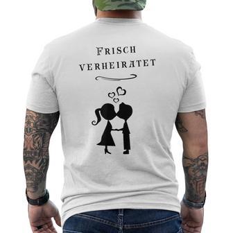 Frischerheiratet Wedding Marriage Honeymoon Marriage T-Shirt mit Rückendruck - Geschenkecke