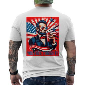Abe Lincoln 4Th Of July Patriotic American Usa Men's T-shirt Back Print - Monsterry DE