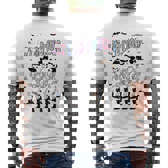 Halloween Lets Go Ghouls Dancing Skeleton Ghost Outfit Men's T-shirt Back Print - Monsterry