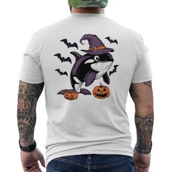 Pumpkin Bat Witch Costume Orca Halloween Men's T-shirt Back Print - Thegiftio UK