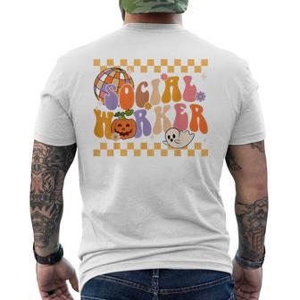 Social Worker Halloween School Social Work Retro Ghost Men's T-shirt Back Print | Seseable UK