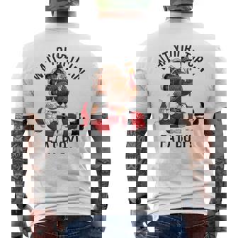 Thanksgiving Turkey Vs Santa Humorous Holiday Men's T-shirt Back Print - Monsterry