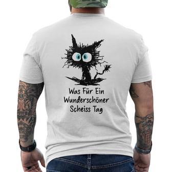 Was Für Ein Wonderschön Scheißtag Scheiss Tag Cat Gray T-Shirt mit Rückendruck - Geschenkecke