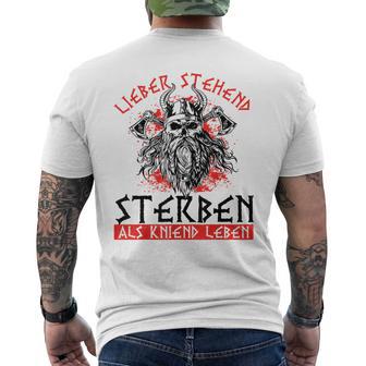 German Lieber Stehend Sterben Als Kneend Leben Love Standing Sterben T-Shirt mit Rückendruck - Geschenkecke