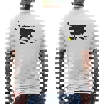 German Shepherd Puppy Dog GSD Play Fetch Yellow Tennis Ball Men's Back Print T-Shirt - Monsterry