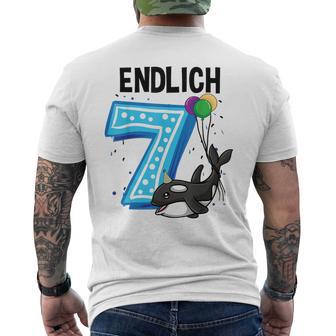 Geschenk 7 Jahre Alt Orca Wal Geburtstag T-Shirt mit Rückendruck - Geschenkecke